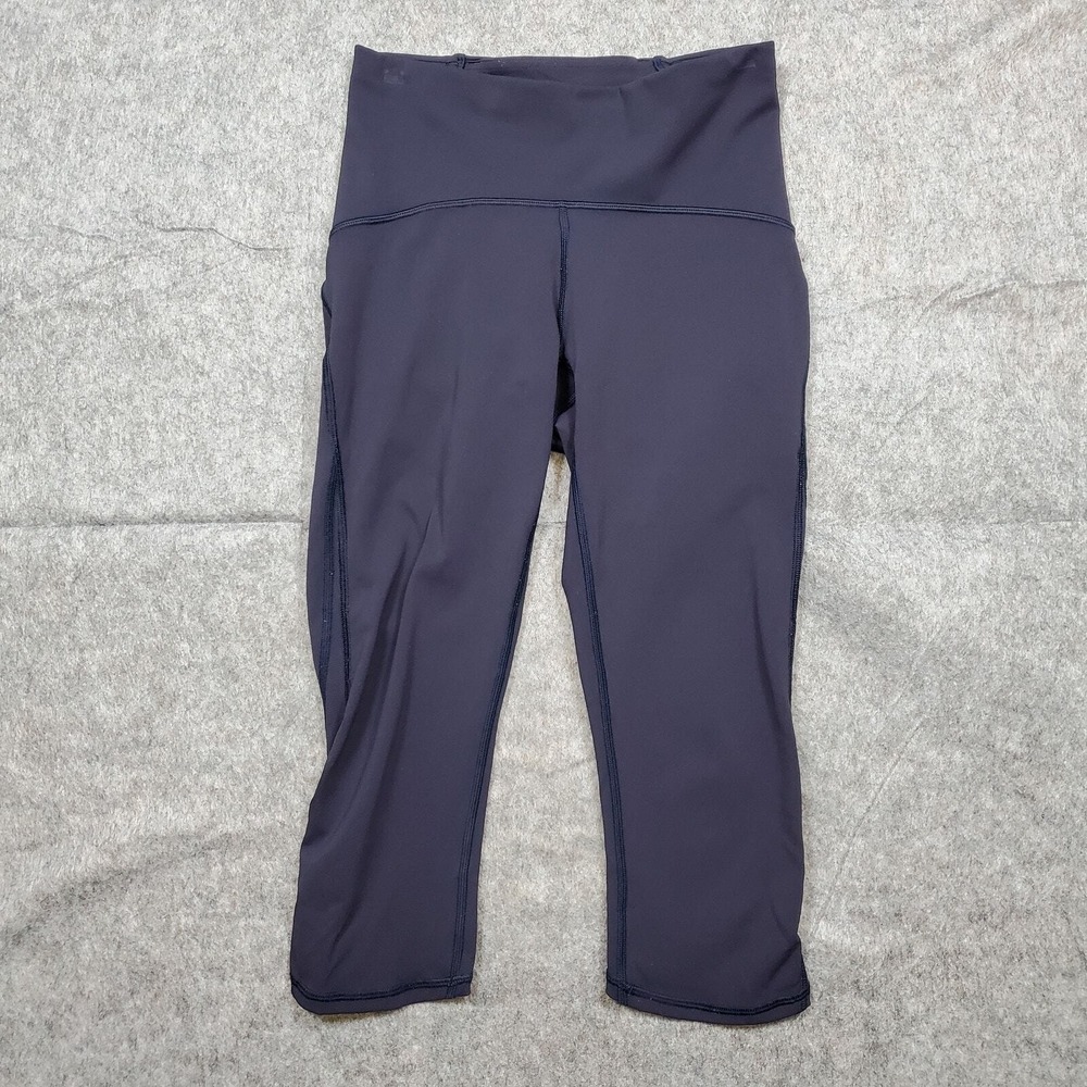 Lululemon Train Times Crop Leggings Size 4 Womens 17" Midnight Navy Blue Run Gym
